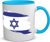 Akyol - israël vlag koffiemok - theemok - blauw - Israël - mensen die liefde willen geven aan israel - degene die van israël houden - supporten - oorlog - verjaardagscadeautje - gift - geschenk - kado - 350 ML inhoud