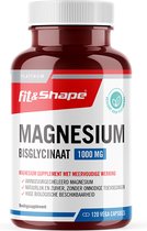 Fit&Shape Magnesium Bisglycinaat 1000- pot met 120 Vcaps -Hoog gedoseerde magnesium supplement (1000mg in 2 capsule) Waarvan 200mg (elementaire gehalte magnesium)