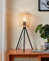EGLO Hykeham Tafellamp - E27 - 57 cm - Driepoot - Staal/Bamboe - Zwart/Bruin