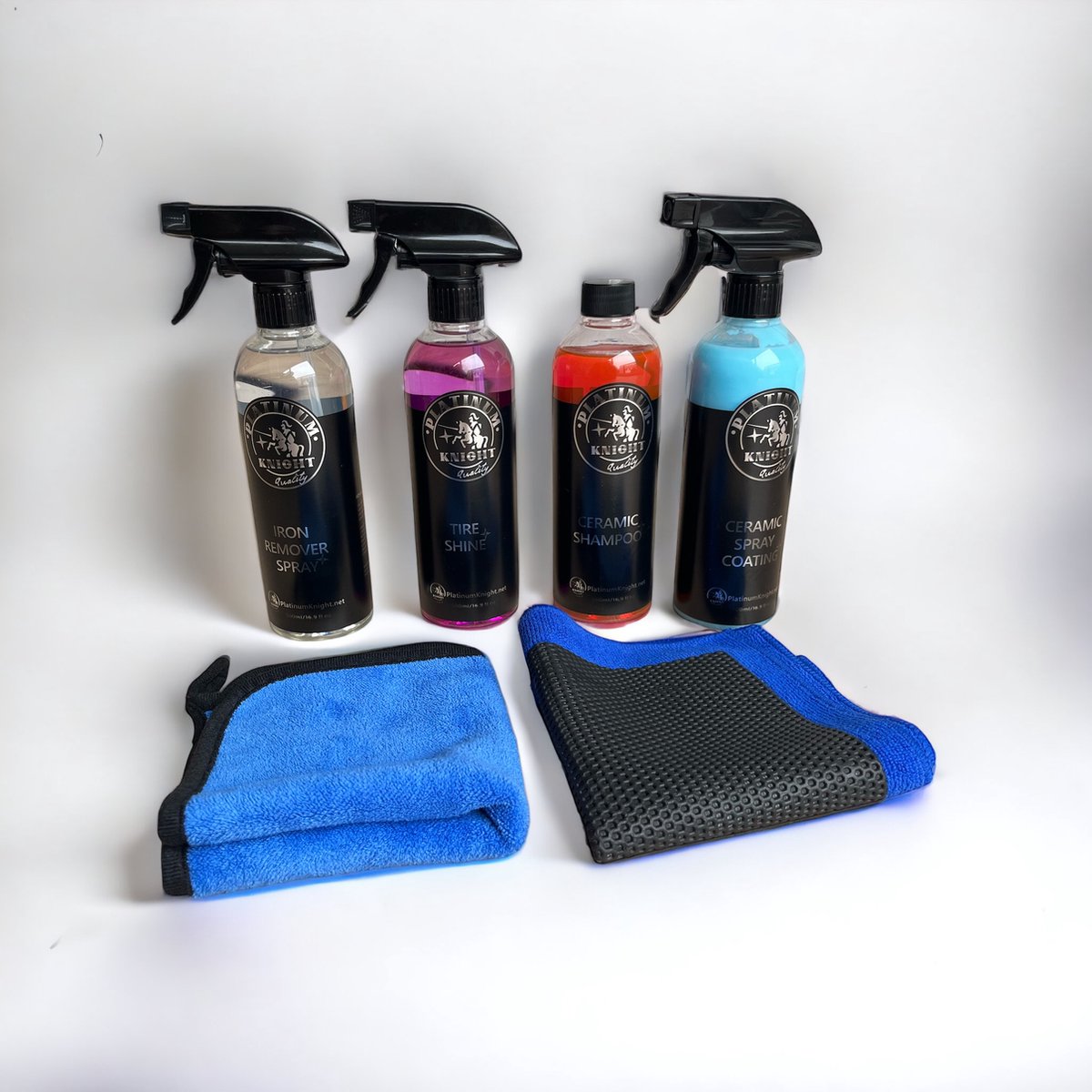 Full 6/1 package - Platinum Pro Series - includes spray Coating - Ceramic Shampoo - Iron Remover spray - 3D clay towel - NEW!!! Tire Shine - Combi pakket - Voor een glimmende auto met een diepe glans!! - Met gratis microfiber doek!!!