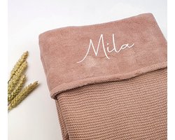 Babydeken - met naam - meisje - MILA - Oudroze- Jollein ledikantdeken - Wiegdeken - Babydeken - Jollein - deken - Ledikant deken