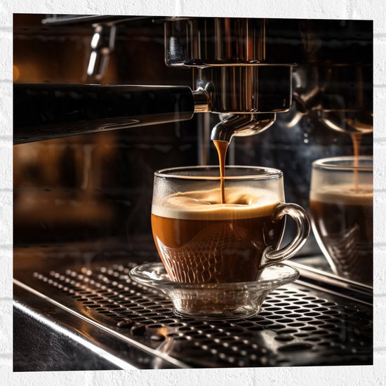 Muursticker - Koffie - Kopje - Apparaat - 50x50 cm Foto op Muursticker