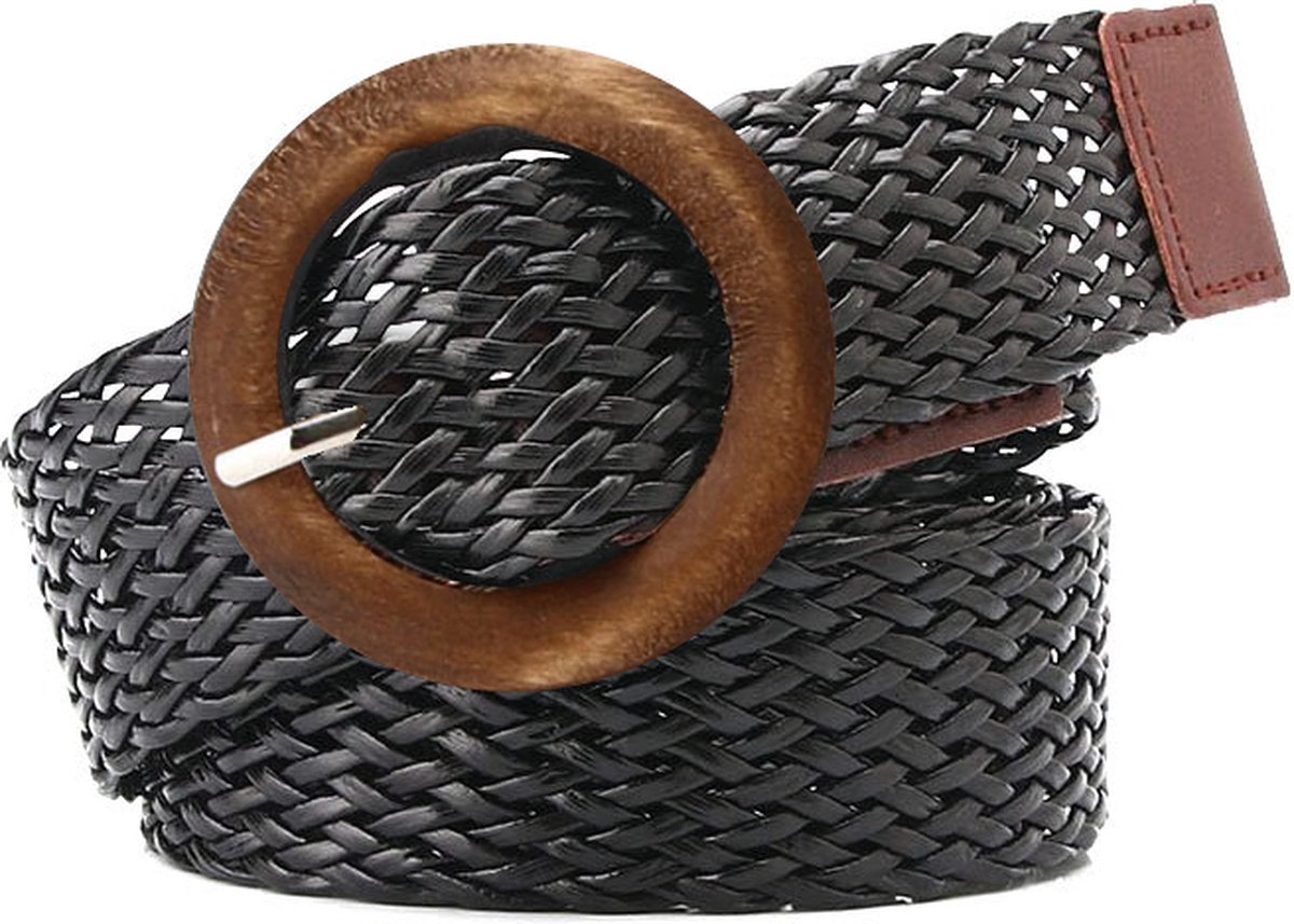 Vintage Riem - Gevlochten Zwart | Kunststof / Riet / Rotan Look | 100 cm | Fashion Favorite