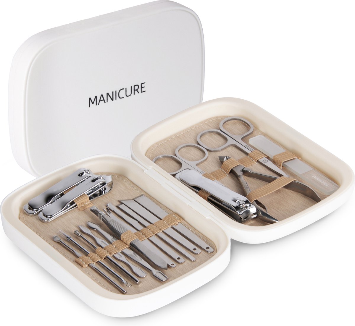 Skinnables Luxe Manicure Set - Pedicure set 18 delig - Nagelverzoring - Geschenkset Etui - Nagelknippers RVS