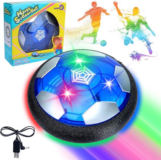 Air Power voetbalspeelgoed, hoverballspeelgoed, van 5 tot 10 jaar, airhockey, kinderspeelgoed met LED-licht, kerstcadeau voor jongens en meisjes, binnen- en buitenspel