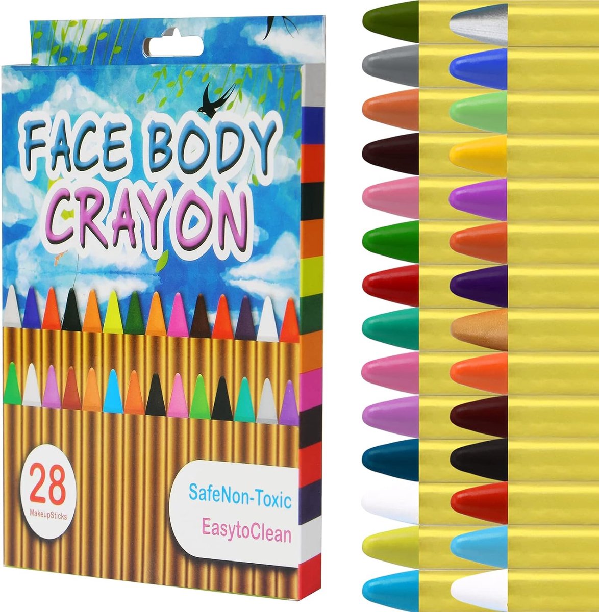 Peinture pour le visage pour enfants, 28 couleurs, crayons de