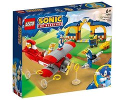 foto van LEGO Sonic the Hedgehog Tails' werkplaats en Tornado vliegtuig - 76991