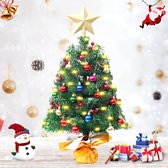 Mini Sapin De Noël 60cm LED Avec Décorations - Argenté - Décoration Table Ou Bureau - Guirlande Lumineuse Included