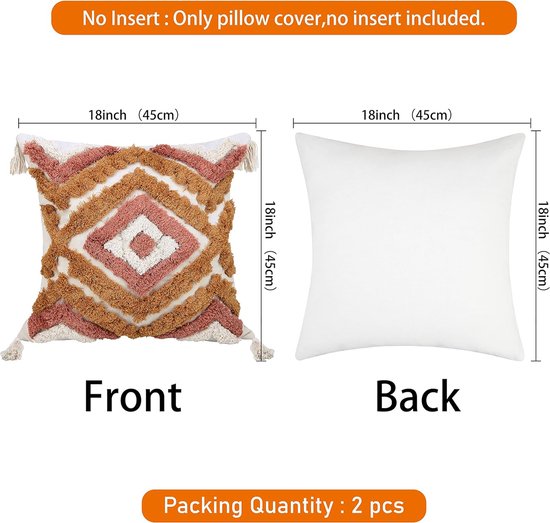 Hamur Home Set Van 2 Kussenhoezen 45 X 45 Cm Boho Sierkussenhoes