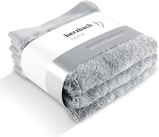 Zeepdoekjes, set van 3, 30 x 30 cm, hoogwaardige, zachte en absorberende mini-handdoeken in premium kwaliteit, 100% natuurlijk katoen (zilvergrijs)