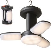 Skandika Kvitnes Campinglamp – Tentlampen - LED-lamp met 6 lichtstanden, powerbankfunctie, opvouwbaar, oplaadbaar, USB, zonnecel, dimbaar, 3600 mAh, 400 lumen – 7.3 x 7.3 x 16 cm (LxBxH) - Kamperen, Outdoor, Wandelen [Energieklasse A+] - zwart