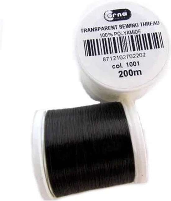 Foto: Corna 100 nylon garen zwart transparant col 1008 200 m