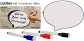 Lightbox / Tekstballon met 3 Uitwisbare Stiften