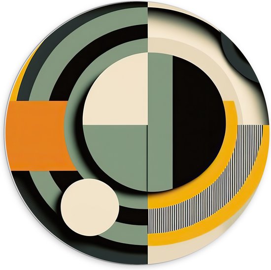 PVC Schuimplaat Muurcirkel - Abstract - Figuren - Cirkels - Rondjes - Strepen - Kleuren - 70x70 cm Foto op Muurcirkel (met ophangsysteem)