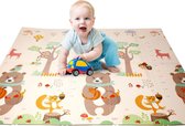 Foxsport Speelmat Baby Kinderen - Slijtvast materiaal op doekbasis-Kinderen-Antislip en Waterafstotend - Kruipmat - Dubbelzijdig Speelkleed - XL - Opvouwbaar - 1CM Dik - Foam - Panda & Hertje - 180 x 200 CM - kampeermat