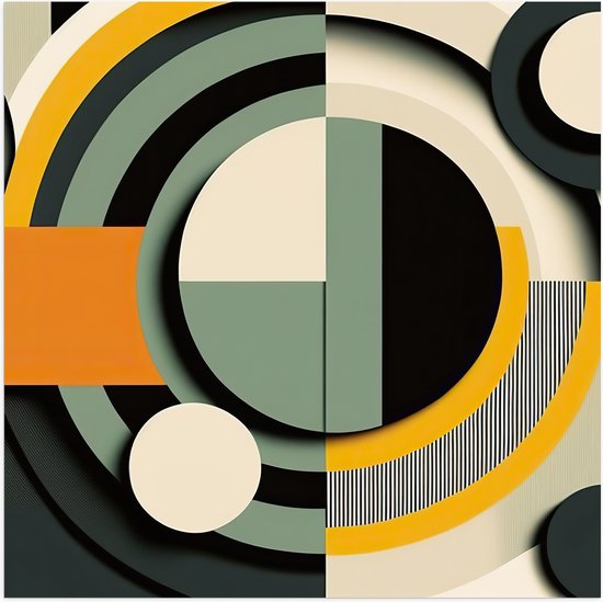 Poster (Mat) - Abstract - Figuren - Cirkels - Rondjes - Strepen - Kleuren - 80x80 cm Foto op Posterpapier met een Matte look