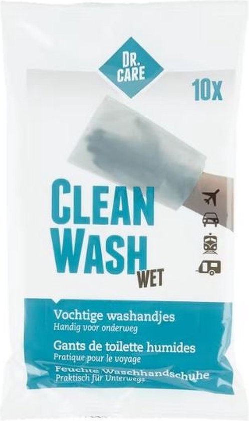Dr. Care Clean Wash Wet Washandjes - 12x10 Stuks - Voordeelverpakking