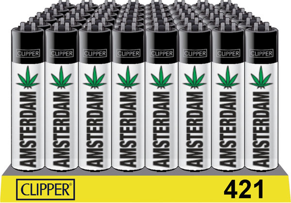 Goedkoopste Clipper Aansteker - Amsterdam Leaf White Black