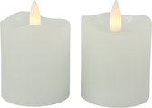Countryfield LED kaarsen/stompkaarsen - 2x st - wit - D5 x H7,2 cm - timer - warm wit