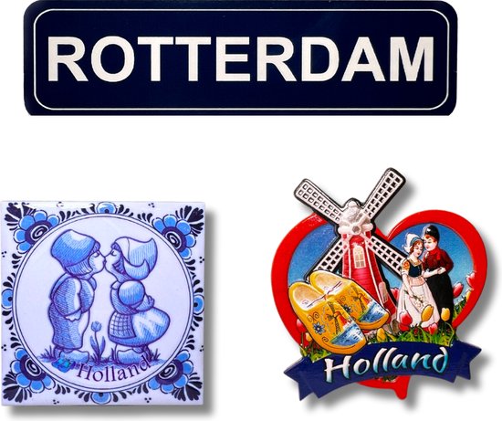 Koelkastmagneten Set: Holland & Rotterdam - Kleur - Souvenirs - 3 stuks