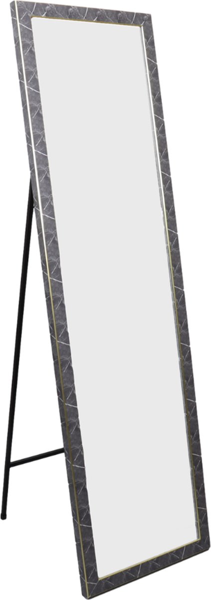 MISOU Passpiegel - Zwart - Marmerlook - Staande Spiegel - 44x126cm - Kinderkamer
