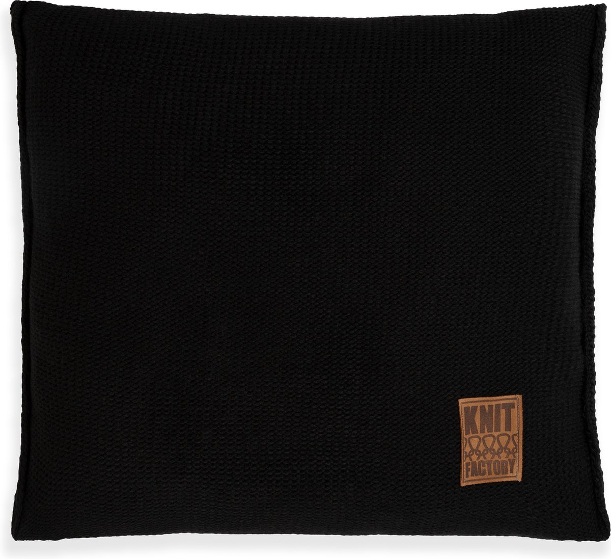Knit Factory Uni Sierkussen - Vierkant kussen - Kussen woonkamer - Bank kussen - Decoratie kussen - Zwart - 50x50 cm - Kussenhoes inclusief kussenvulling