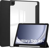 Case2go - Tablet hoes geschikt voor Samsung Galaxy Tab A9 Plus (2023) - Acrylic Trifold case met Pencil houder - Zwart