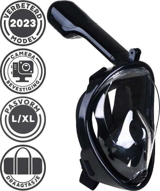 Snorkelmasker Volwassenen L/XL- Snorkelset Zwart - Full Face Duikmasker - Duikbril met Snorkel - Snorkelen en duiken in 2024