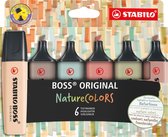 STABILO BOSS ORIGINAL - Markeerstift - Etui Met 6 Kleuren - NatureColors