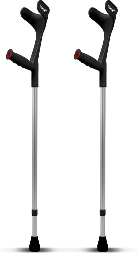 Ossenberg Krukken zwart paar klassiekers 140 kg onderarmsteun met ergonomische softgrip loophulp design