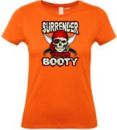 Dames T-shirt Surrender Your Booty | Halloween Kostuum Volwassenen | Halloween | Foute Party | Oranje dames | maat L