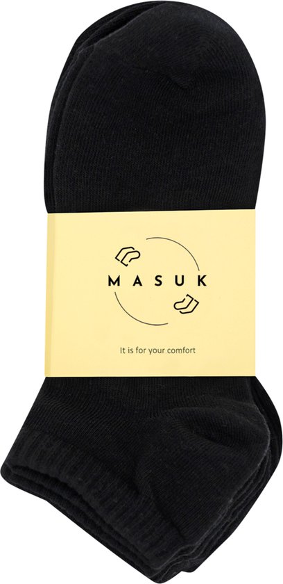 MASUK Comfortabele Unisex Enkelsokken met Gelbescherming - Set van 3 in zwart - Maat 36-39