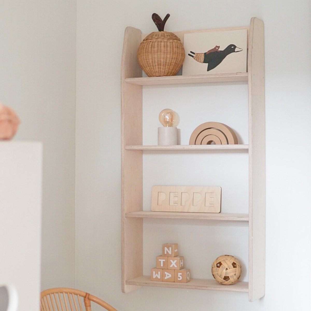 Montessori boeken wandkast kinderkamer | 4 planken - blank | toddie.nl