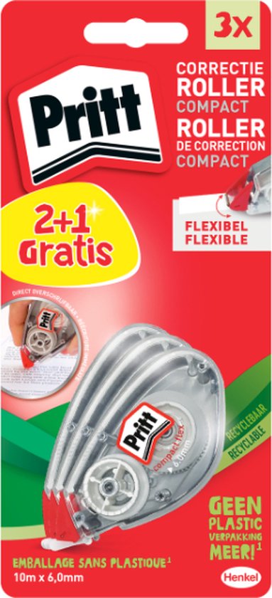 Pritt Compact Roller Flex 6 mm x 10 m 2+1 gratis - Pritt