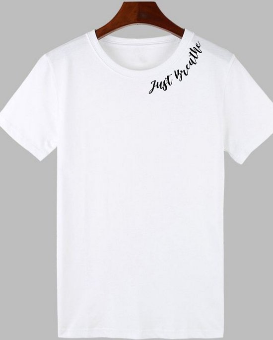 Dames T-shirt Just Breathe White by MelDesign