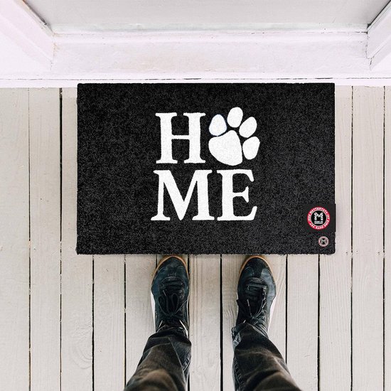 Relaxdays schoonloopmat, extra dun, 40 x 60 cm, deurmat binnen, grote droogloopmat, voetmat, zwart-grijs