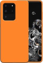 Smartphonica Siliconen hoesje voor Samsung Galaxy S20 Ultra case met zachte binnenkant - Oranje / Back Cover geschikt voor Samsung Galaxy S20 Ultra
