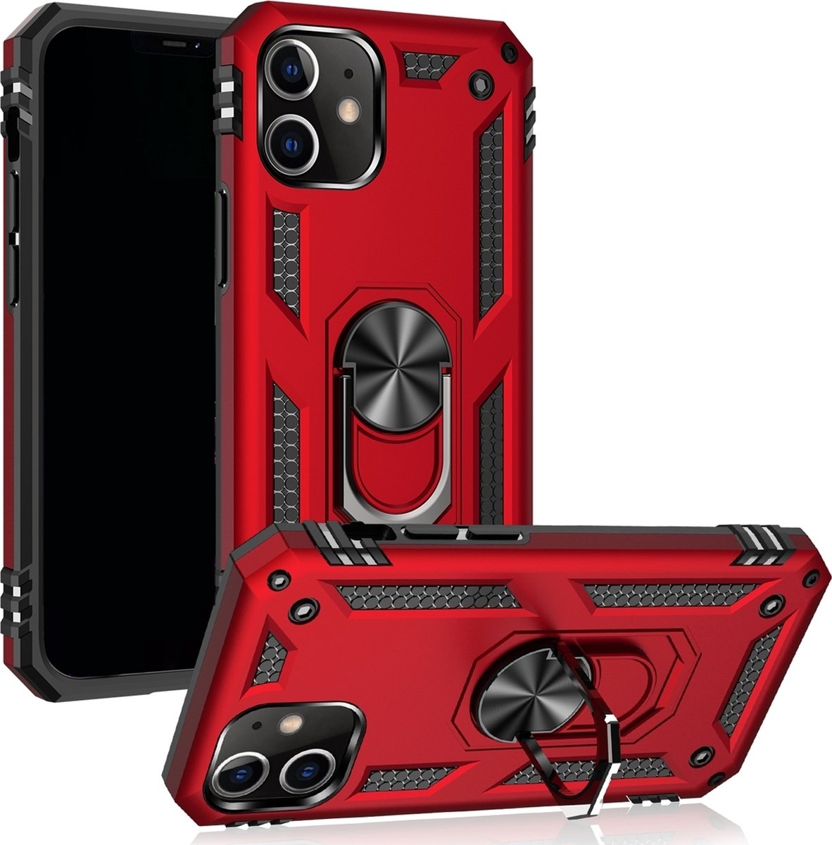 Mobigear Hoesje geschikt voor Samsung Galaxy A21s Telefoonhoesje Hardcase | Mobigear Armor Ring Backcover Shockproof met Ringhouder | Schokbestendig Galaxy A21s Telefoonhoesje | Anti Shock Proof - Blauw