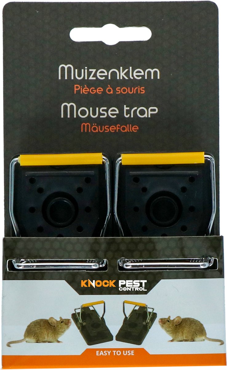 Knock Pest Control muizenval 2 stuks - Ongedierteval - Muizenklem - Muizen verjager - Kan zowel binnen als buiten gebruikt worden