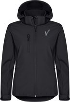 Clique Security / Beveiliging Softshell Jas capuchon Dames met Borst- en Ruglogo - Zwart - Maat XXL / 44 - VOOR PROFESSIONALS