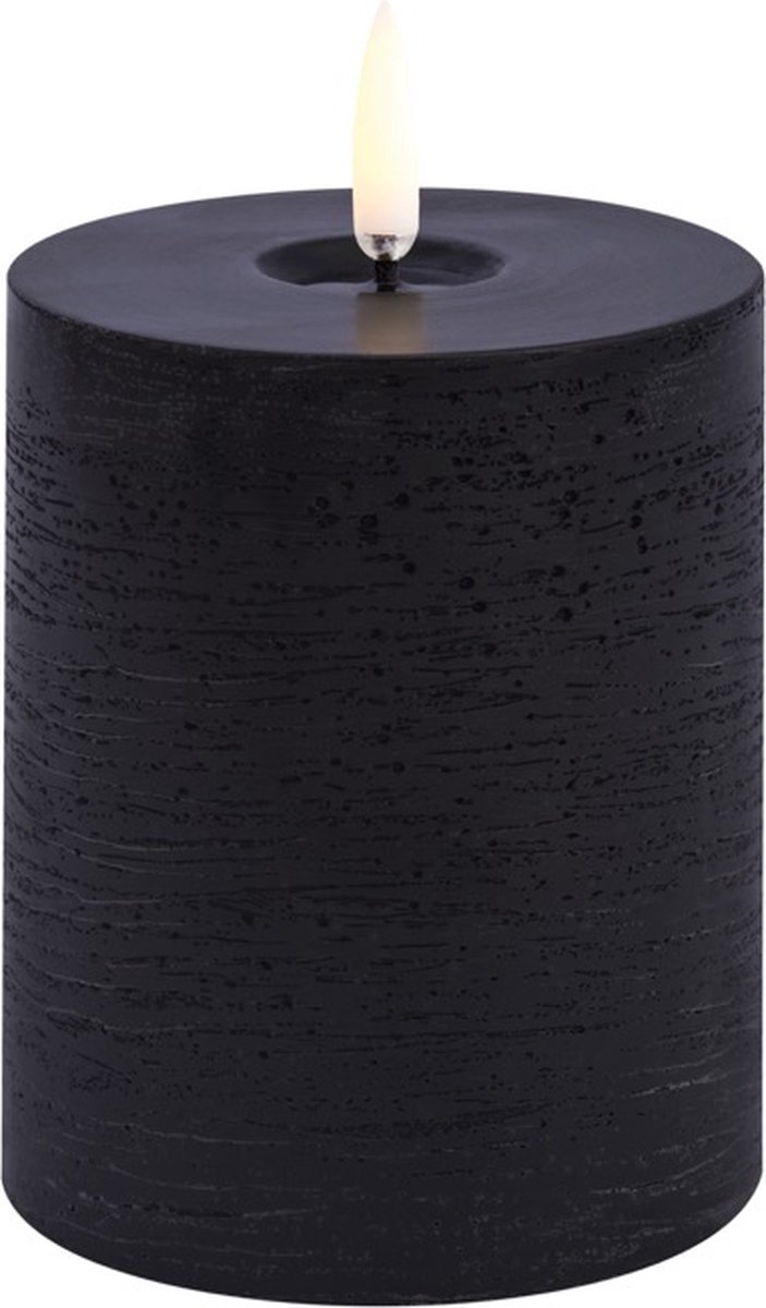 Uyuni led-kaars Melted forest black - Ø 7,8 cm - Hoogte 10 cm Zwart