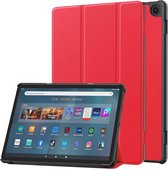 Case2go - Tablet hoes geschikt voor Amazon Fire Max 11 (2023) - Tri-Fold Book Case - Auto Wake/Sleep functie - Rood