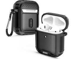 AdroitGoods Military Armor Case Geschikt Voor Apple AirPods 1+2 - Cover - Hoesje - Bescherming - Zwart