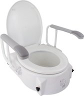 Mobiclinic - Toiletverhoger 17 cm - Toiletverhoger voor ouderen - WC verhoger - Toilet verhogen - Met deksel en armleuningen - Toiletlift - Verstelbaar - Kantelbaar - Wit