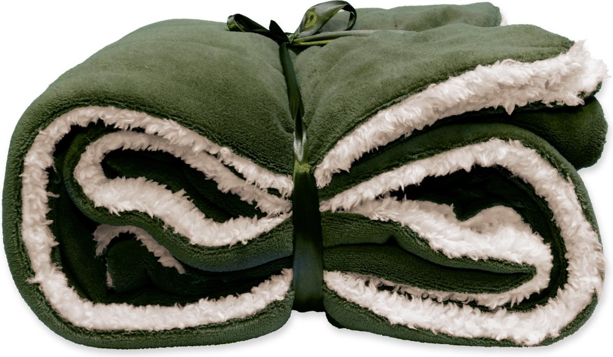 Unique Living Plaid Lars - Polyester - Groen - 150 x 0 x 200 cm (BxHxD)