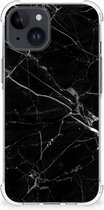Smartphone hoesje Geschikt voor iPhone 15 Plus Mobiel Hoesje met transparante rand Marmer Zwart