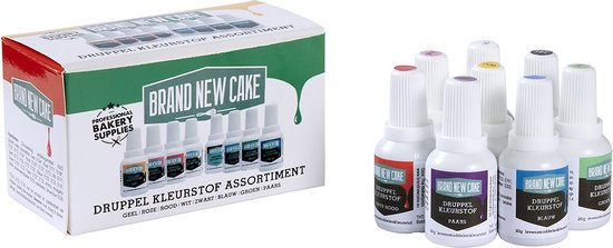 BrandNewCake® Assortiment de colorants alimentaires Drop - Set de 8 x 20gr - Colorant alimentaire comestible - Colorant pâtisserie