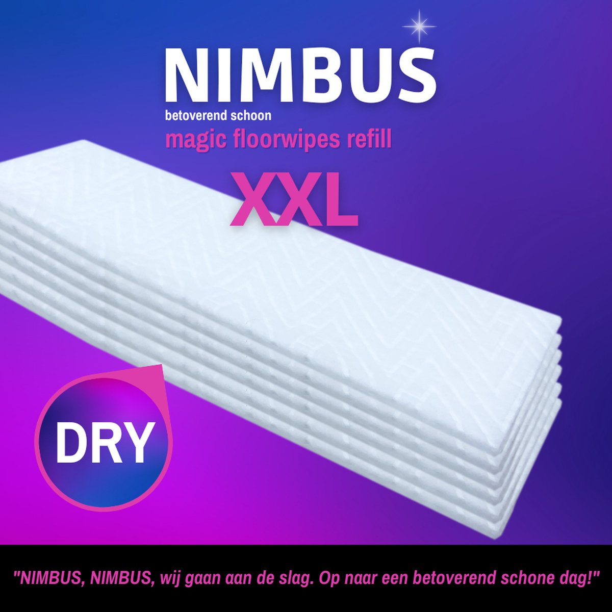 NIMBUS Magic Floorwipes Recharge XXL (40x) - Lingettes sèches pour sols 46  cm x 27 cm