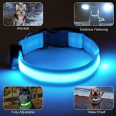 Hondenhalsband, USB Oplaadbare LED Oplichtende Halsband Verstelbare Waterdichte Halsband Lichtgevend met 3 Verlichtingsmodi voor Kleine Middelgrote Grote Honden -L, Blauw [Energieklasse A]