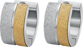Fako Bijoux® - Oorbellen - Oorringen - Stainless Steel - Breed - Zilver/Goudkleurig